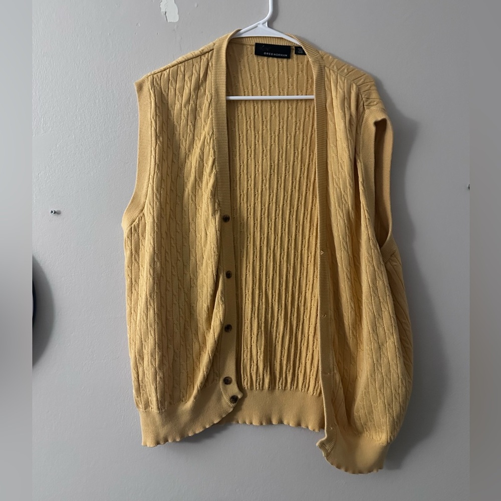 Greg Norman Collection Tan Cable Knit Vest - Picture 2 of 5